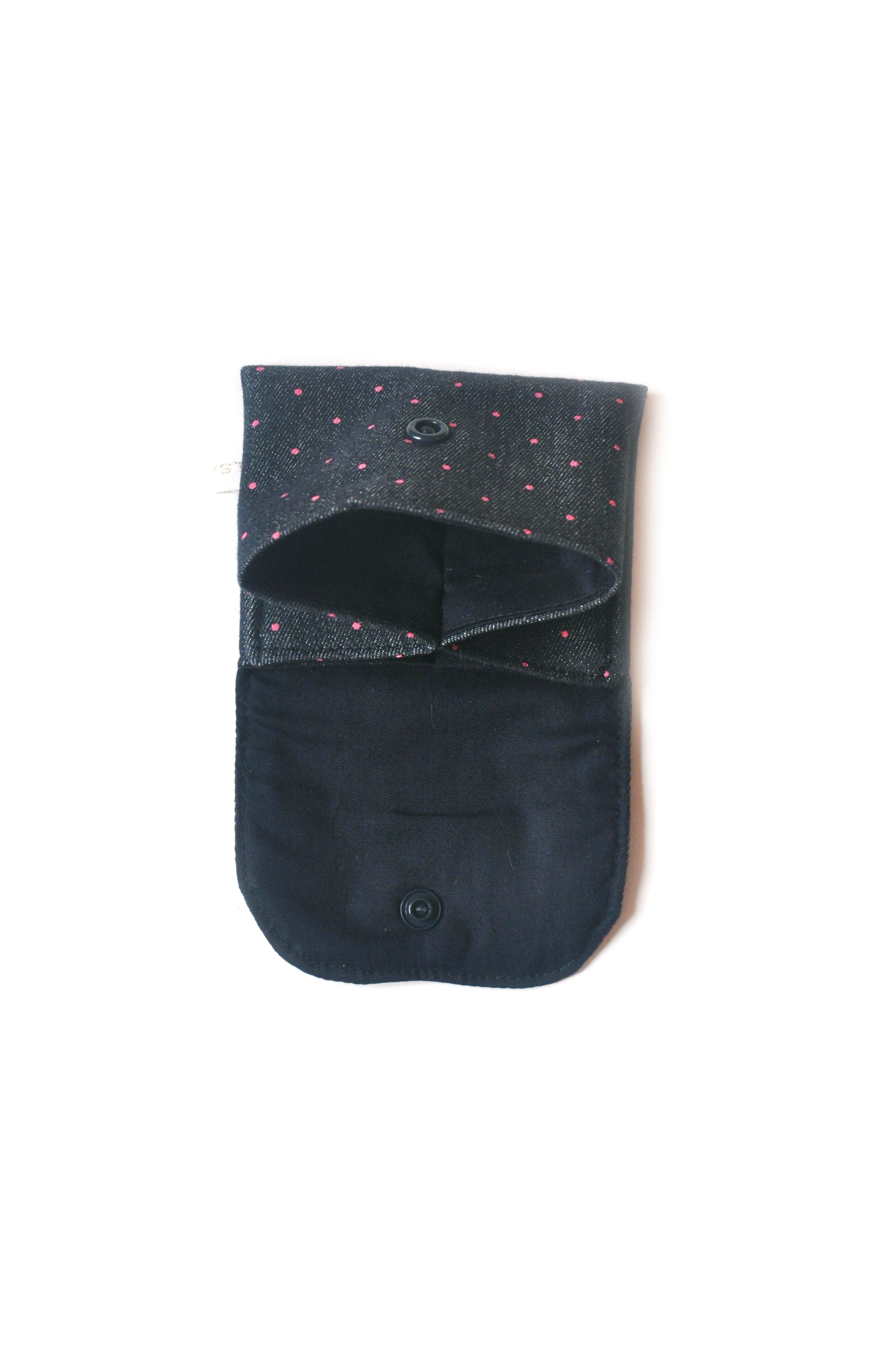 Porte carte Denim pois rose