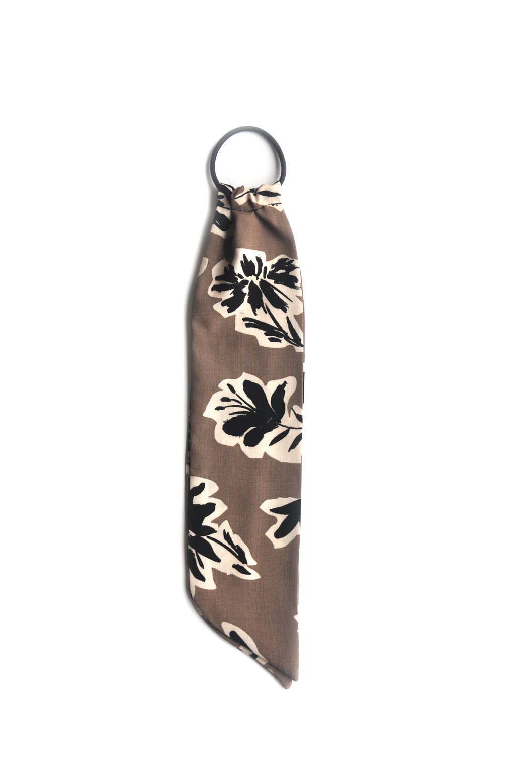 Foulard élastique Taupe grosses fleurs